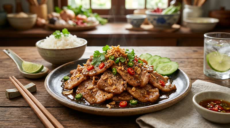 Thai Garlic Pepper Pork