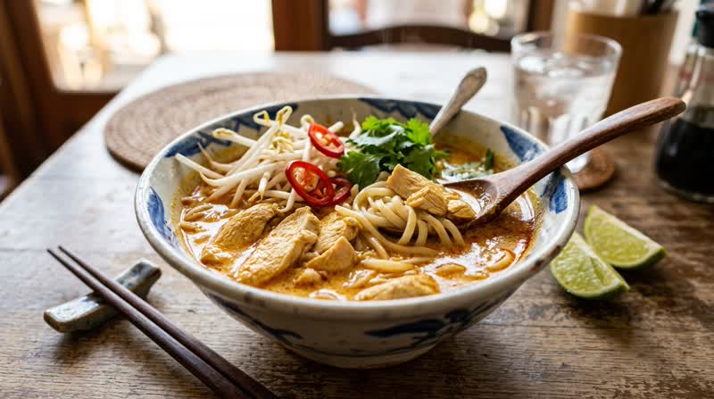 Malaysian Laksa Lemak (Coconut Curry Noodle Soup)