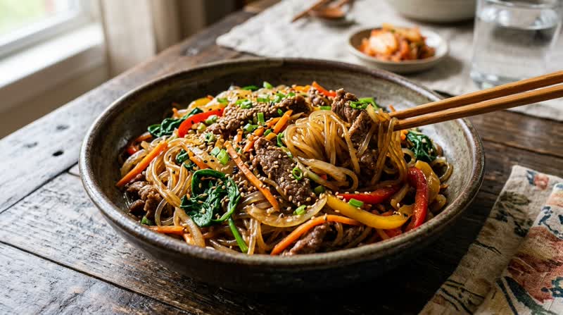 Korean Japchae (Sweet Potato Noodle Stir-Fry)