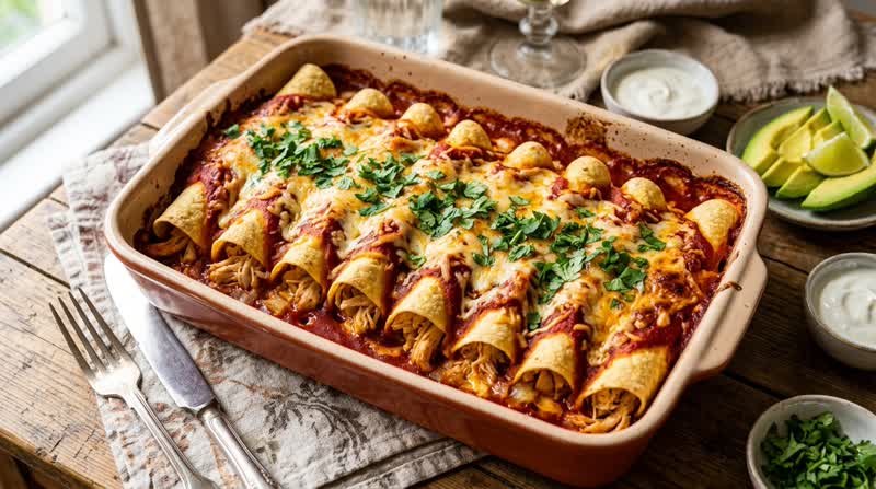 Chicken Enchiladas with Red Sauce