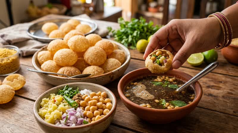 Pani Puri (Golgappa) with Tamarind Water