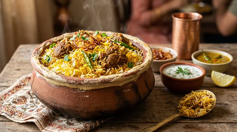 Hyderabadi Dum Biryani (Mutton Biryani)